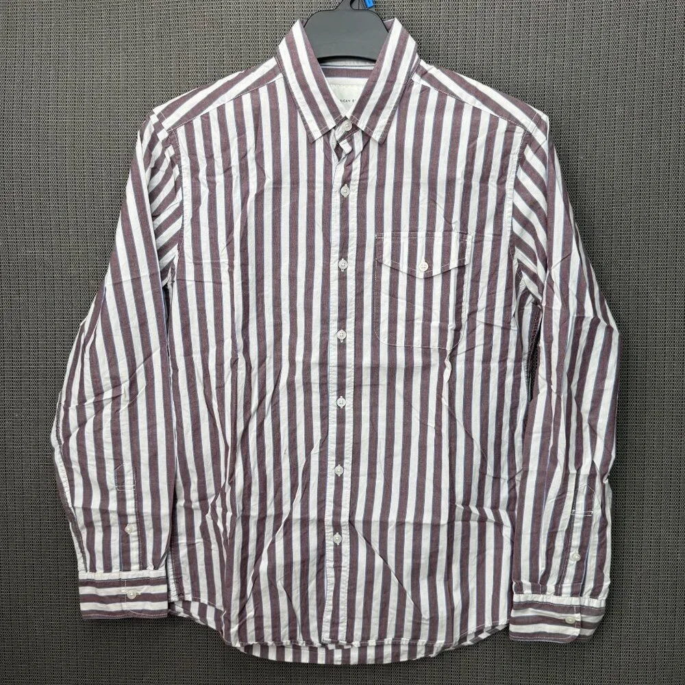 American Eagle Mens Size M Classic Fit Striped Long Sleeve Button-Down Shirt - Picture 1 of 7